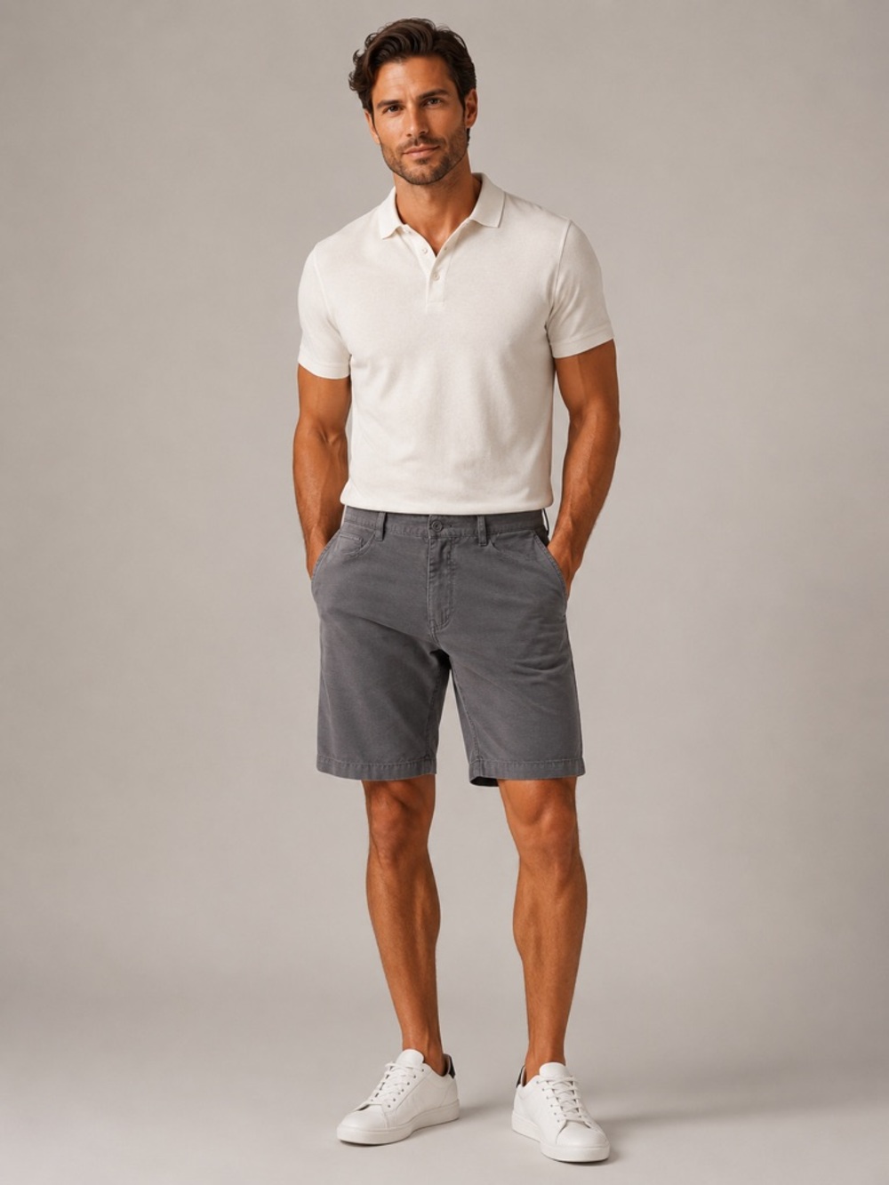 Hogan Charcoal Gray Flat-Front Men's Shorts